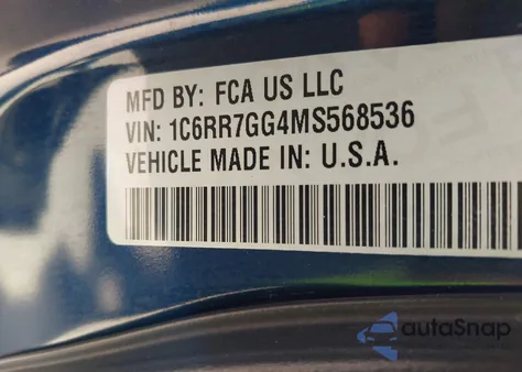 2021 Ram 1500 Classic Warlock 4X4 6'4 Box из США, поврежденный, VIN 1C6RR7GG4MS568536